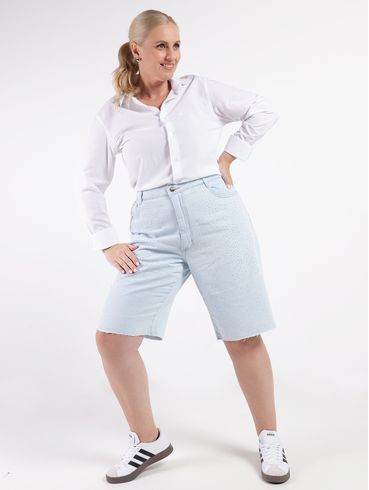 Bermuda Jeans Plus Size Feminina AZUL