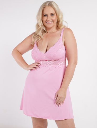 Camisola Plus Size Feminina ROSA CLARO