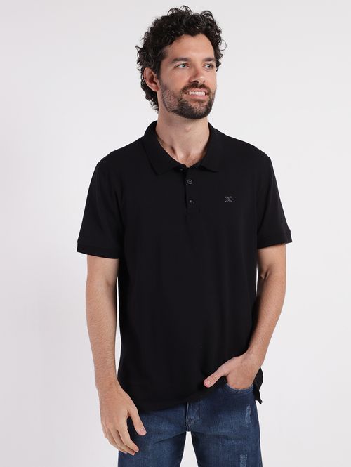 Polo Manga Curta Masculina PRETO