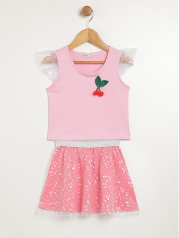 Conjunto Curto Infantil Para Menina - ROSA