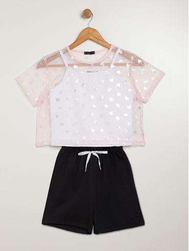Conjunto Curto Vels Juvenil Para Menina - ROSA