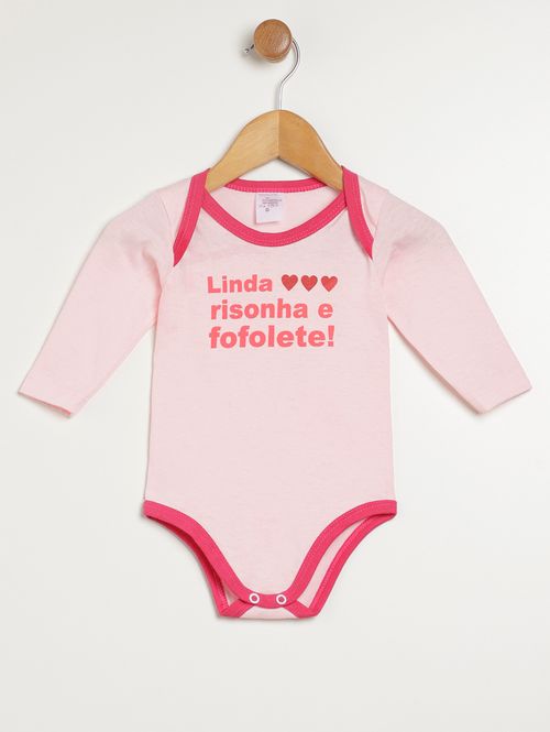 Body Manga Longa Infantil Para Bebê- Rosa Claro