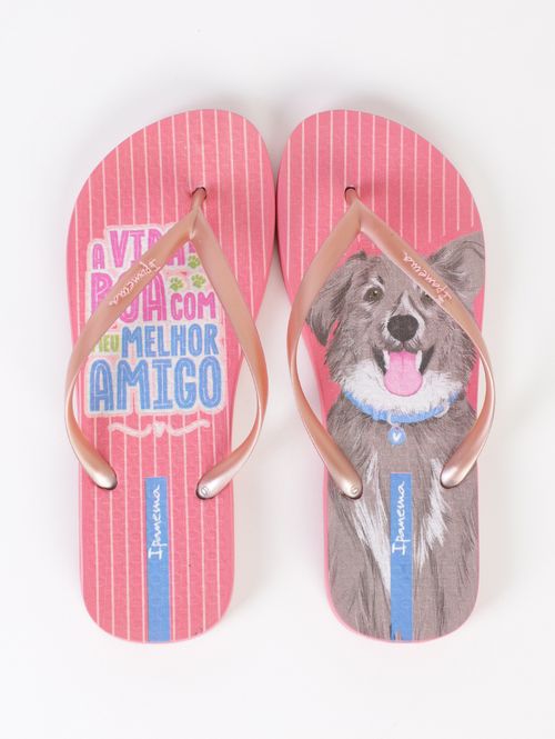Chinelo Love Pets Ipanema Feminino ROSA/BEGE
