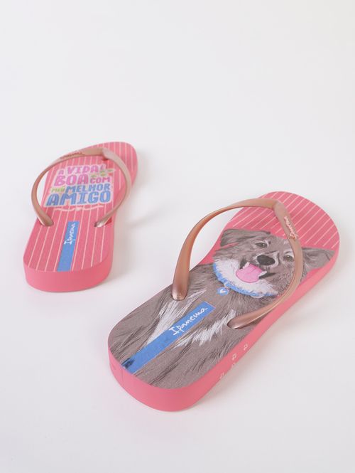 Chinelo Love Pets Ipanema Feminino ROSA/BEGE
