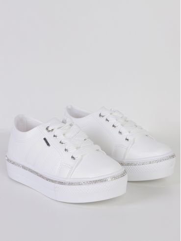 Tênis Casual Feminino BRANCO/PRATA
