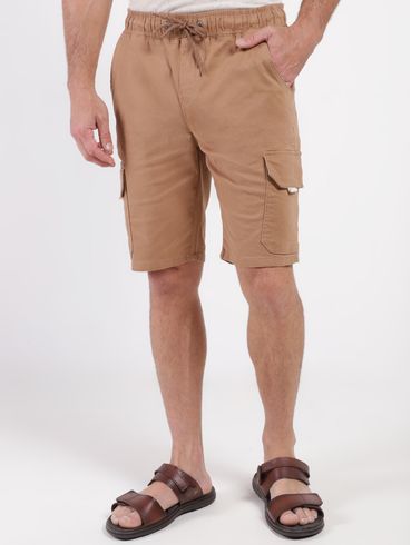 Bermuda Sarja Cargo Gangster Masculina CARAMELO