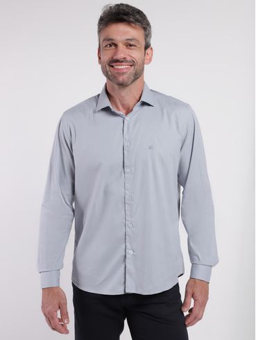 Camisa Slim Fit Eletrón Masculina CINZA
