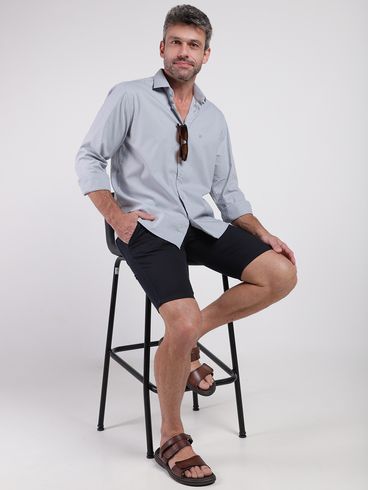 Camisa Slim Fit Eletrón Masculina CINZA
