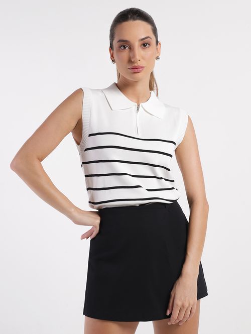 Blusa Sem Manga Eagle Rock Feminina OFF WHITE/PRETO