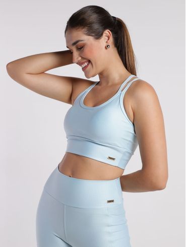 Top Fitness Transpassado Feminino AZUL CLARO