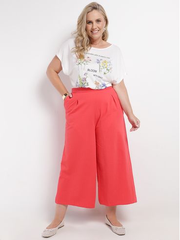 Calça Pantacourt Plus Size Feminina VERMELHO