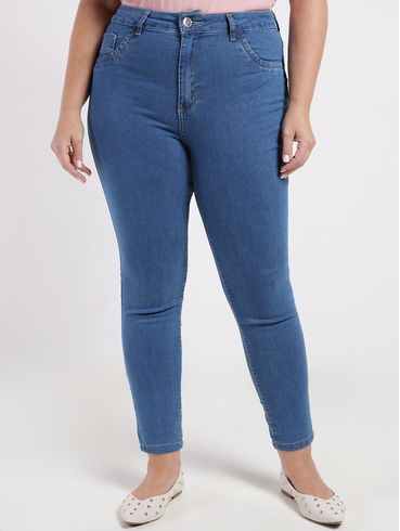 Calça Jeans Cigarrete Pisom Plus Size Feminina AZUL