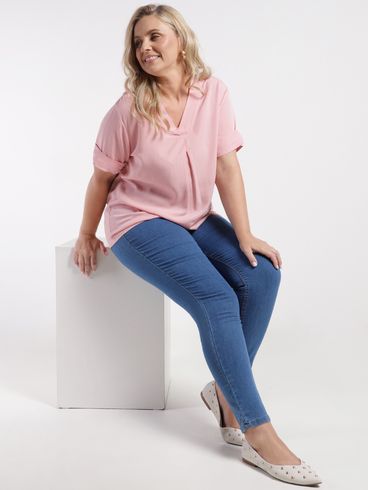 Calça Jeans Cigarrete Pisom Plus Size Feminina AZUL