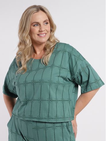 Blusa Manga Curta Plus Size Feminina VERDE