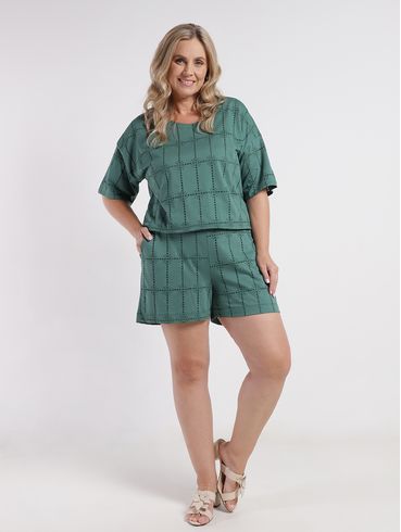 Blusa Manga Curta Plus Size Feminina VERDE