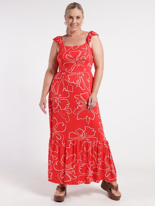 Vestido Midi Autentique Plus Size Feminino VERMELHO