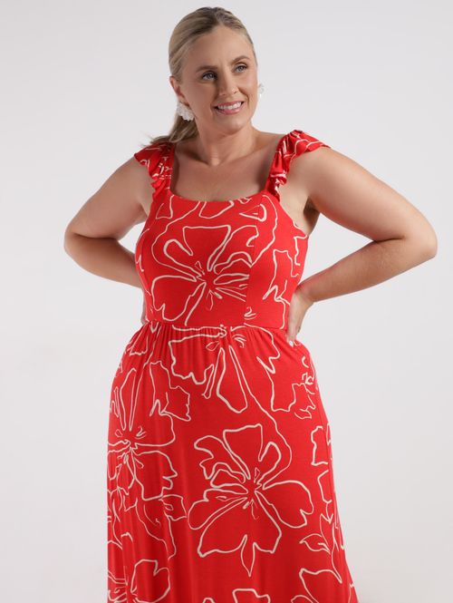Vestido Midi Autentique Plus Size Feminino VERMELHO