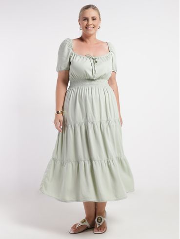 Vestido Midi Plus Size Feminino VERDE
