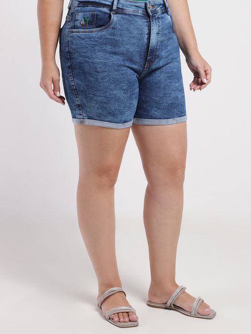 Short Jeans Plus Size Feminina AZUL