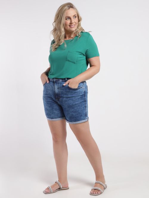 Short Jeans Plus Size Feminina AZUL