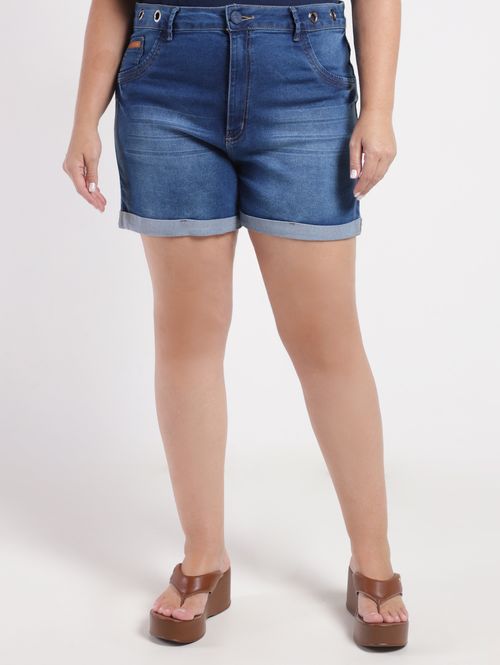 Short Jeans Plus Size Feminino AZUL