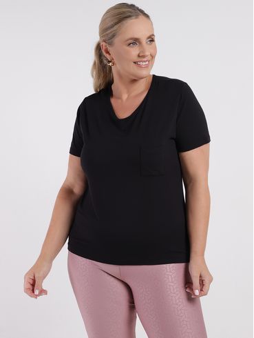 Blusa Manga Curta Plus Size Feminina PRETO