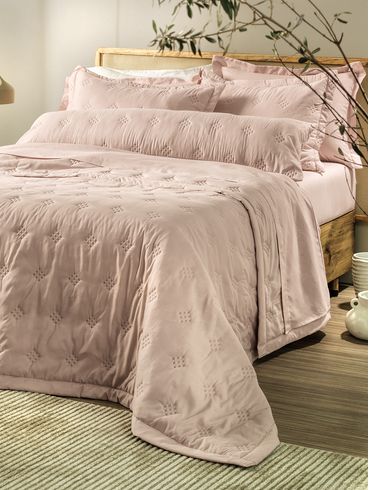 Colcha Casal Toque Acetinado Altenburg ROSE