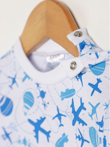 Camiseta Manga Longa Estampada Infantil Para Bebê- BRANCO