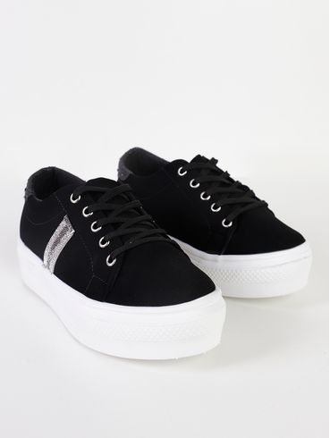Tênis Casual Feminino PRETO/PRATA