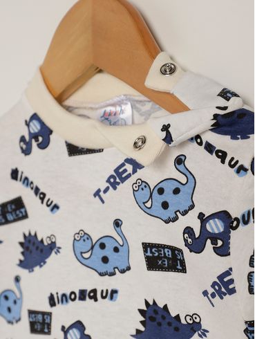 Camiseta Manga Longa Estampada Infantil Para Bebê- OFF WHITE