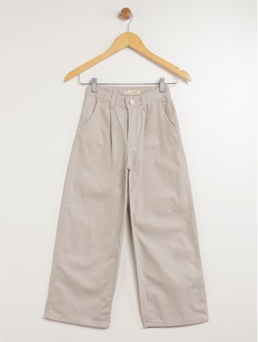 Calça Sarja Wide Leg Juvenil Para Menina - BEGE