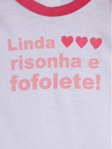 Body Manga Longa Infantil Para Bebê- BRANCO/ROSA