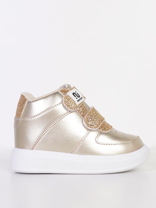 Tênis Casual Cano Alto Infantil Para Menina - DOURADO