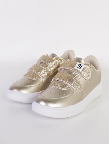 Tênis Casual Novopé Juvenil Para Menina - DOURADO/BRANCO