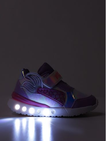 Tênis Led Sereia Infantil Para Bebê Menina - LILAS/BRANCO
