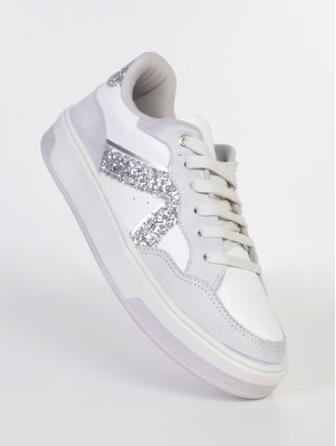 Tênis Casual Feminino BRANCO/PRATA