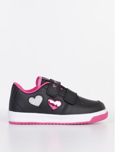 Tênis Velcro Juvenil Para Menina - PRETO/ROSA