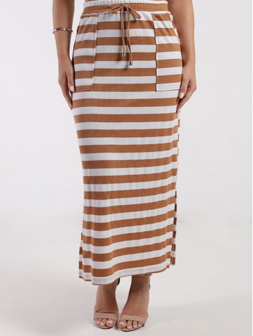 Saia Midi Autentique Feminina BEGE