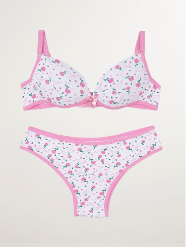 Conjunto Lingerie Infantil Para Menina - Rosa