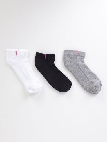 Kit com 03 Meias Cano Curto Trifil Feminina MESCLA/PRETO/BRANCO