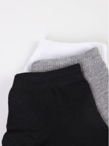 Kit Com 03 Meias Feminina PRETO/BRANCO/MESCLA