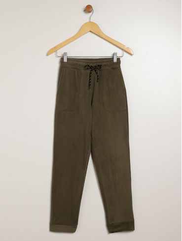 Calça Moletom Juvenil Para Menino - VERDE