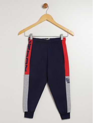 Calça Moletom Com Punho Infantil Para Menino - MARINHO