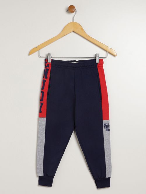Calça Moletom Com Punho Infantil Para Menino - MARINHO