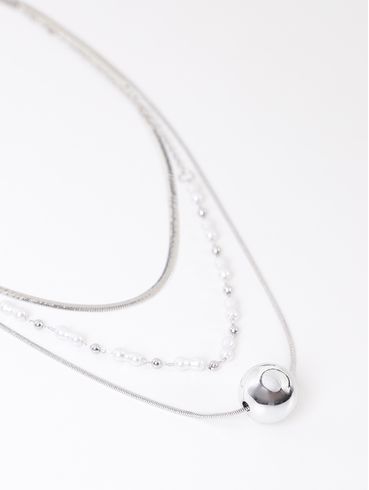 Colar Cascata Com Peróla PRATA