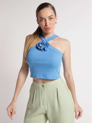 Blusa Cropped Feminina AZUL
