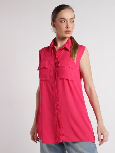 Camisa Regata Alongada Feminina Rosa Pink
