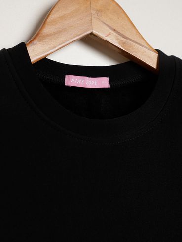 Blusa Manga Longa Juvenil Para Menina - PRETO