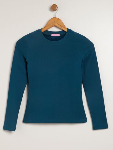 Blusa Manga Longa Juvenil Para Menina - AZUL