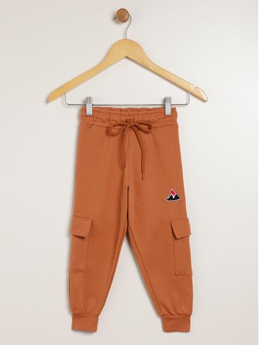 Calça Moletom Cargo Infantil Para Menino - MARROM
